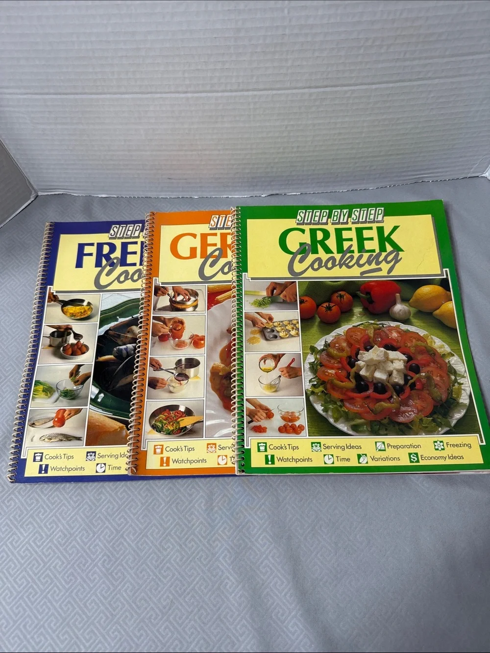 Vtg Step by Step French German Greek Cooking Cookbook Lot of 3 Printed in Spain